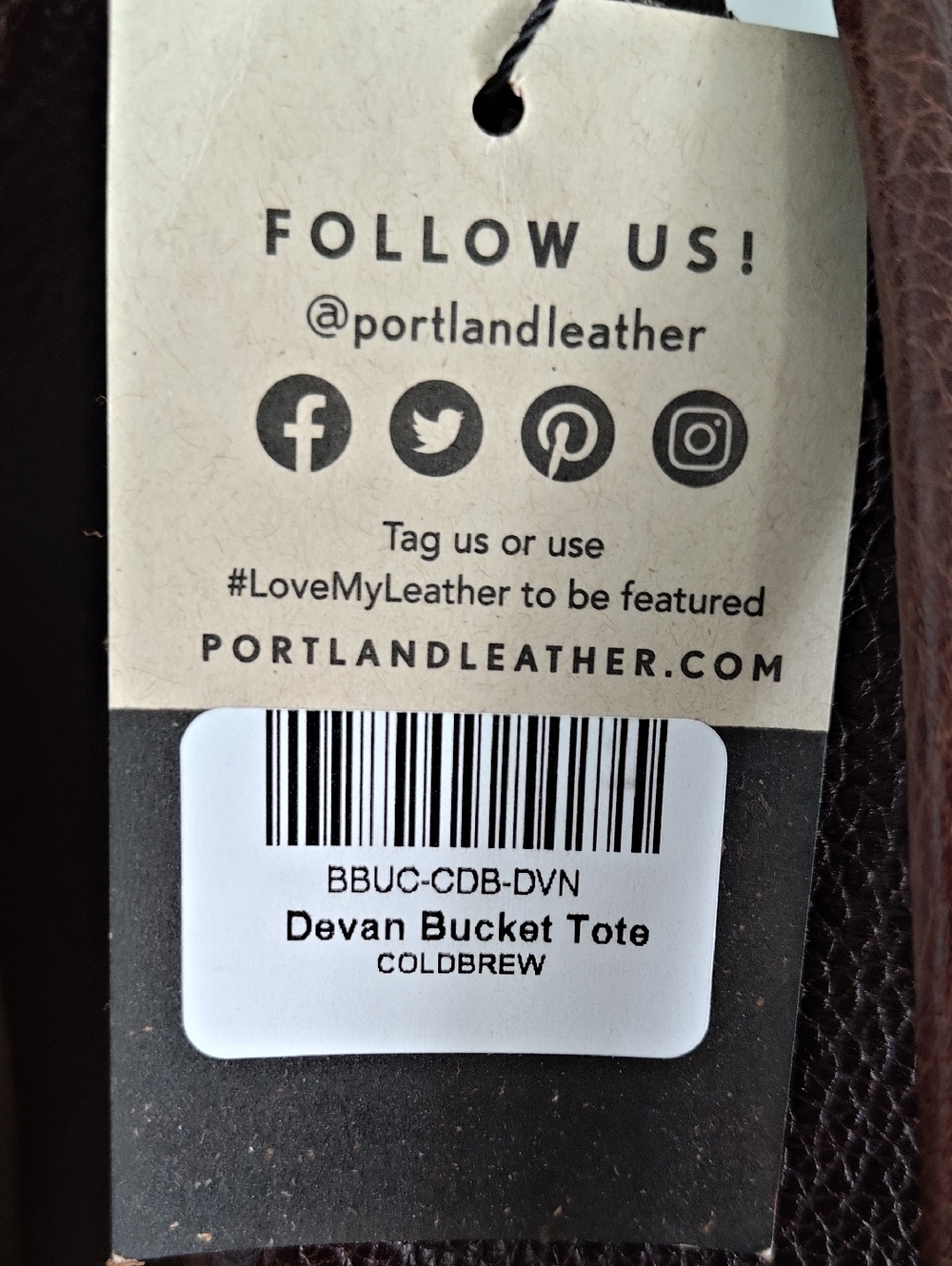 Portland Leather 'Almost Perfect' Devan Bucket Tote In Coldbrew (Classic Size) - Picture 8 of 8